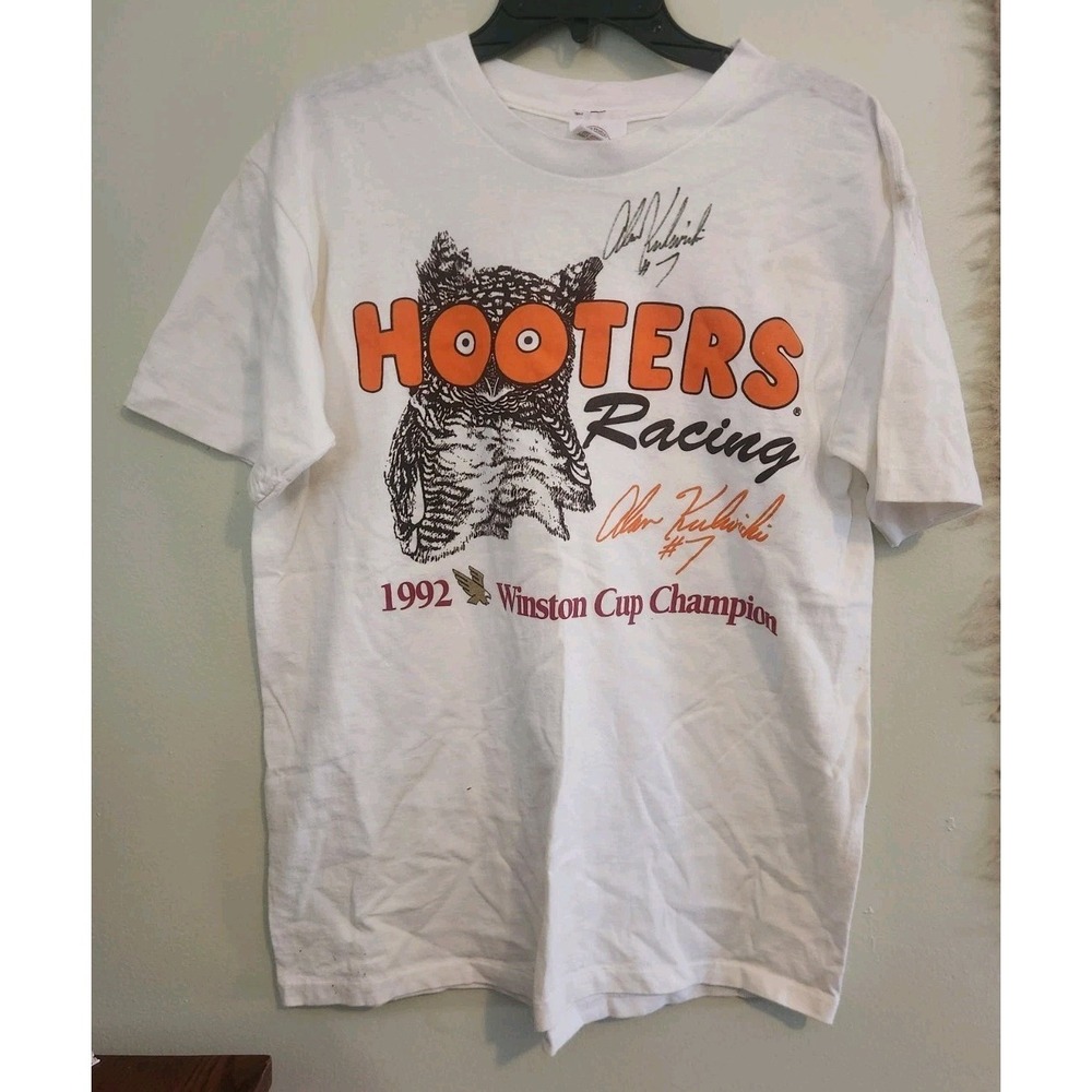 Vintage Single Stitch Hooters Racing 1992 Winston Cup Champion Shirt Signed Larg